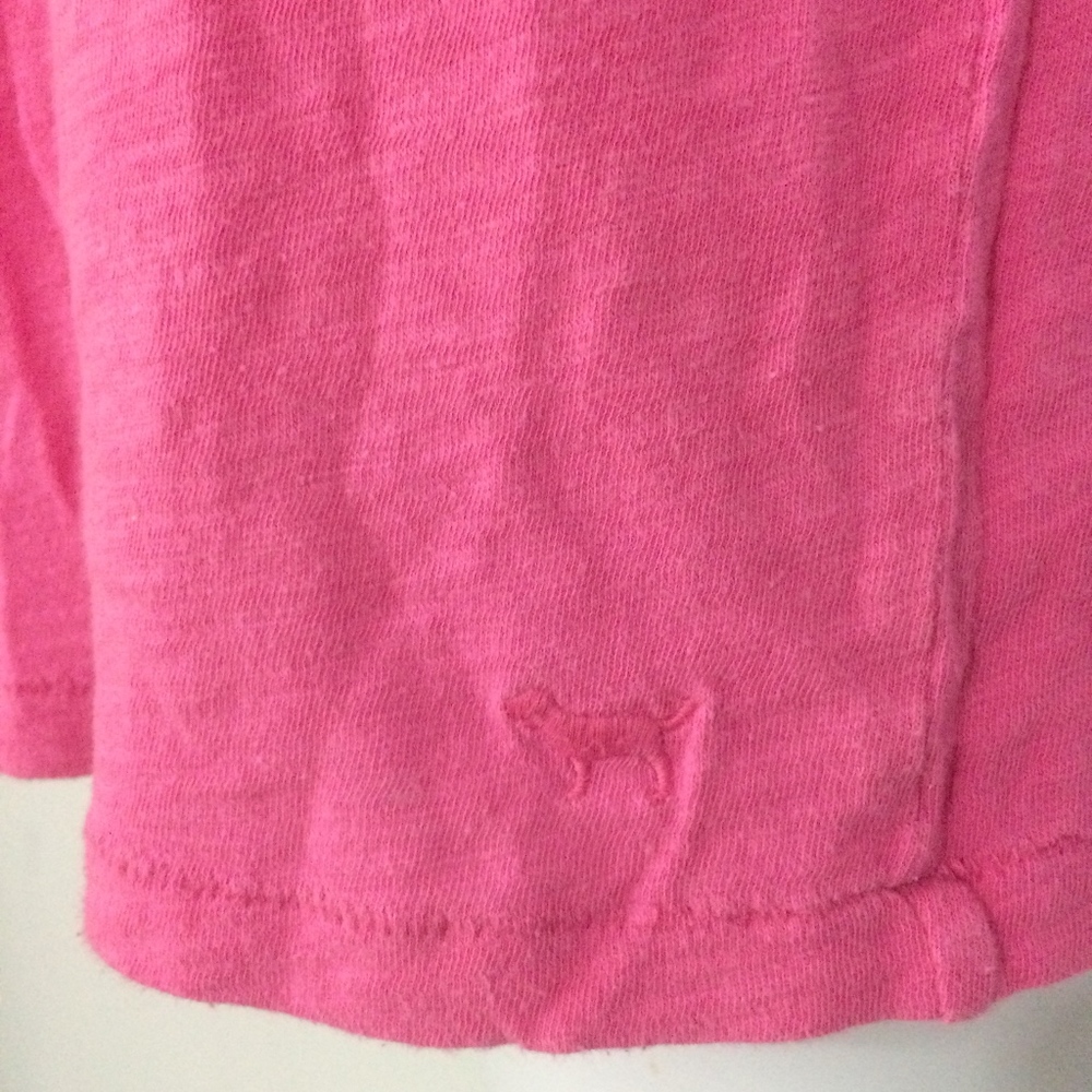 PINK Victorias Secret Top XS Pink Jeweled Scoop Neck Short Sleeve 100% Cotton - Picture 6 of 8